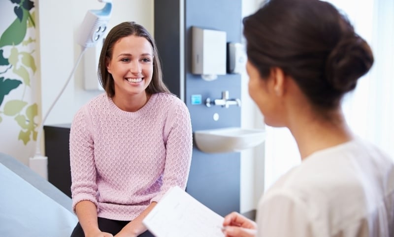 Female patient in clinical setting